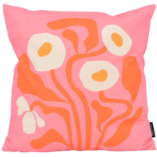 Gek op Kussens! Pink Garden Kussenhoes | 45x45 cm | Katoen/Linnen oranje