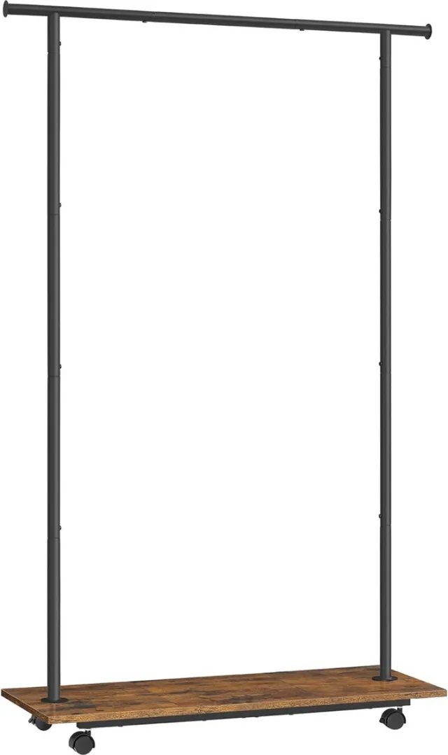 FurnStar Kledingrek - Kledinghangers - Kledingrek op Wieltjes - Kledingrek Metaal - ‎‎35 x 98,5 x 160,3 cm - Kledingrek Zwart