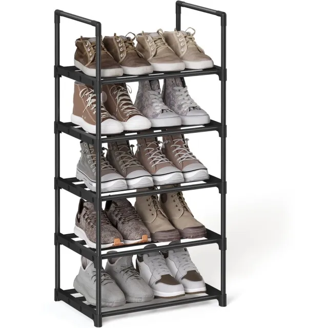 Klarven Schoenenrek - Schoenenrek Zwart - Schoenenrek Metaal - 5 Niveaus - Stevig Frame, Eenvoudig Zonder Gereedschap Op Te Bouwen