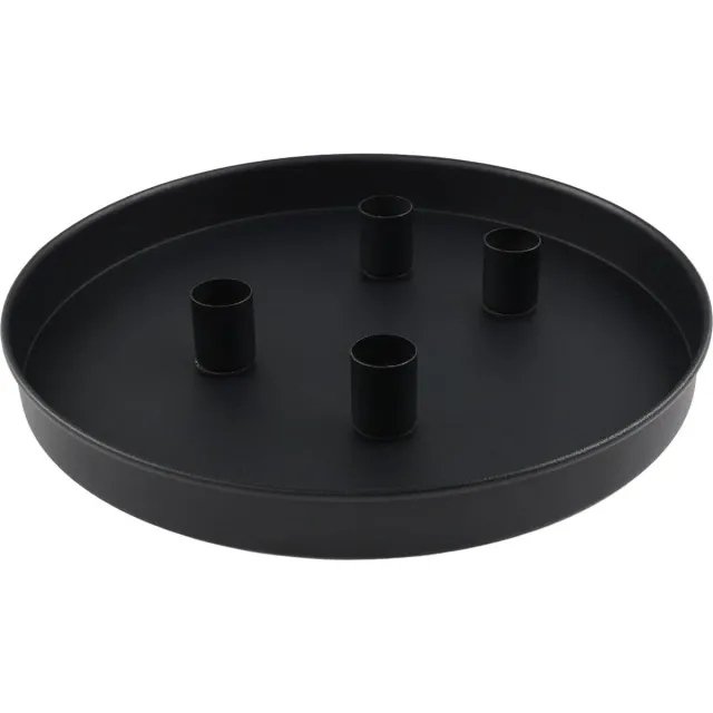 Tidak Magnetisch kaarsenplateau voor conische kaarsen, 25 cm rond met 4 magnetische kaarsenhouders, metalen kaarsenplateau, kaarsenhouder, adventsdecoratief dienblad, tafelkaarsen, houder, magnetische kaarsen, kandelaarstandaard Zwart