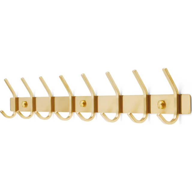 TOJ 16 Haaks Wandkapstok – 62cm - Muur / Wand Kapstok - Hangende Design Muurkapstok - Handdoekrek - RVS - Goud