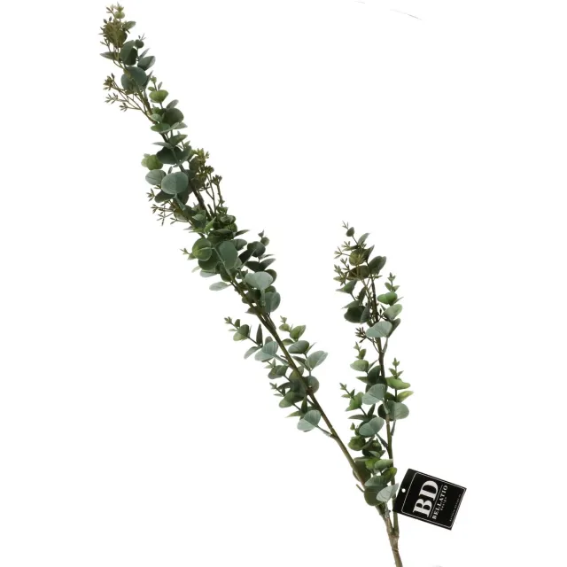 Bellatio Design Kunstplant sierttakken Eucalyptus luxe - 119 cm - lichtgroen - bladgroen - decoratief
