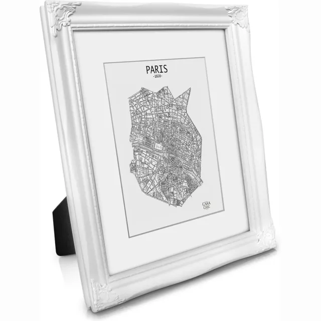 Casa Chic Antiek fotolijst 25 x 20 cm - Shabby chic met passe-partout voor 13x18 foto's - Glasfront - 3 cm lijstbreedte - Rococo barok stijl - Antiek wit