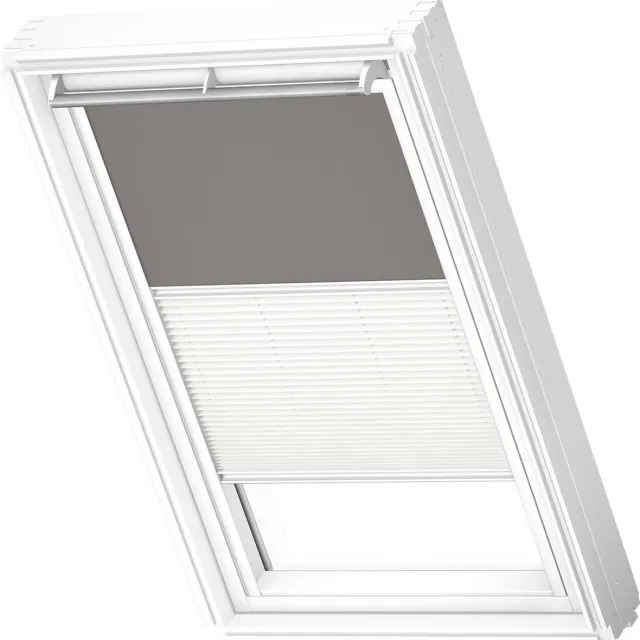 VELUX Origineel Verduisterend Rolgordijn Plus Plissé (DFD) Wit Kozijn, SK06, Grey