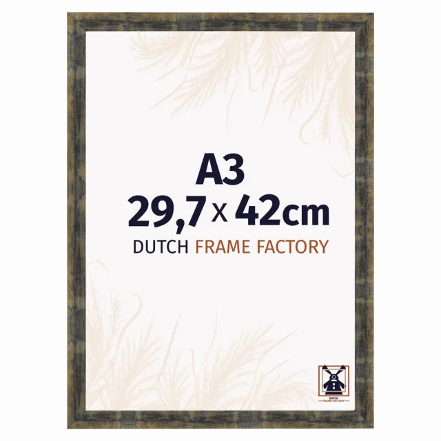 Dutch Frame Factory Fotolijst A3 29,7x42 cm - MDF - Blauw Goud Gemeleerd - Praag