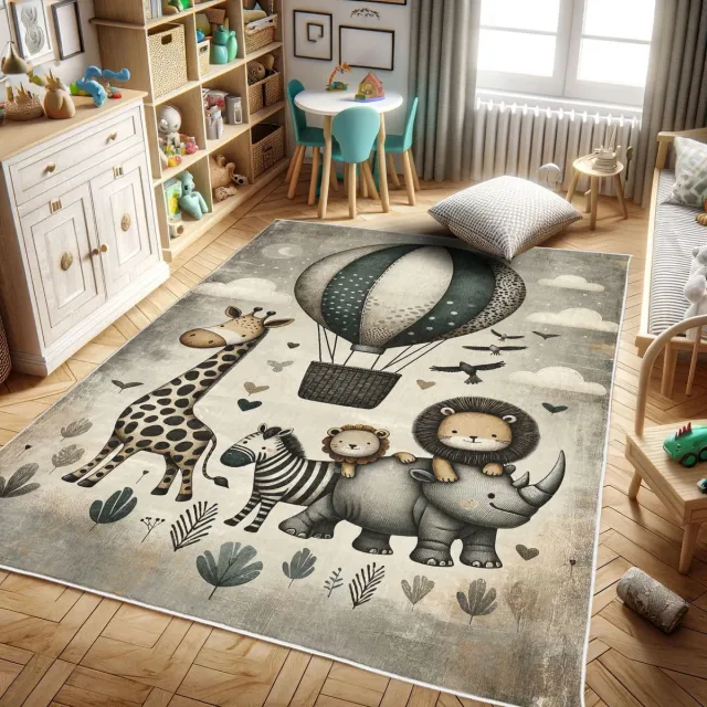ABAKUHAUS Vloerkleed - Woonkamer Tapijt - Hoogpolig – dierenmotief – donkergrijs – 60 x 152 cm
