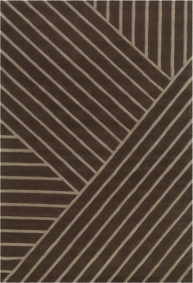 Padiro design laagpolig vloerkleed 200 x 300 cm - donkerbeige - modern geometrisch patroon - voor vloerverwarming - van modacryl, polyester en katoen