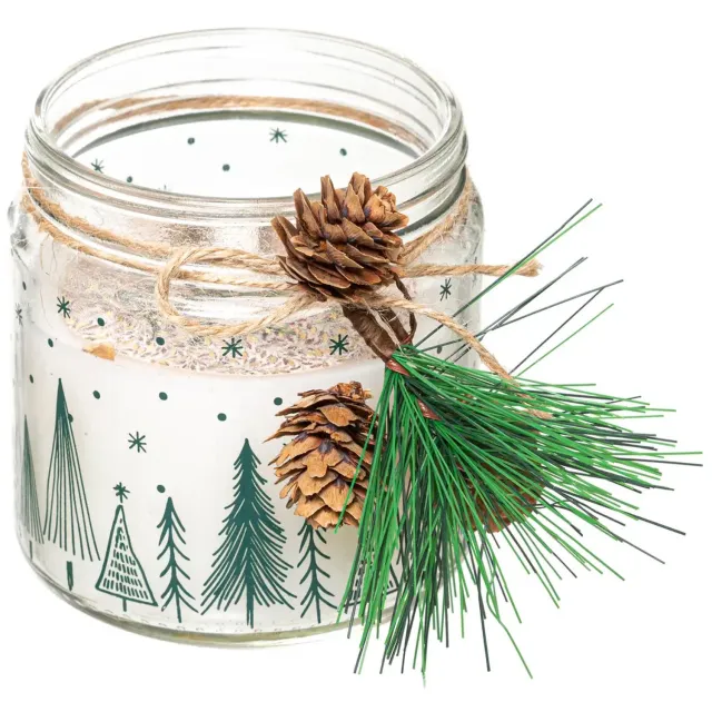 Atmosphera Kerstkaars in glas met kerstdecoratie, 315 g Wit