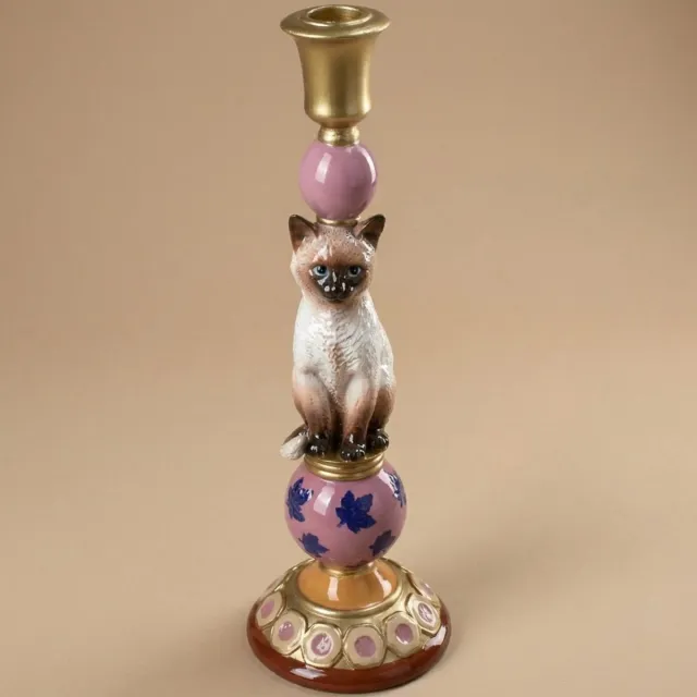 Kersten Kandelaar Kat Polyresin Multi Ø10,5 ↑31 cm