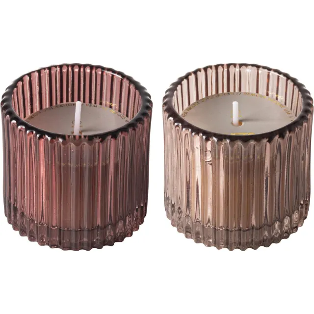 Gusta Kaarsen - Ribbelglas - ø7cm - roze - set 2 stuks nb