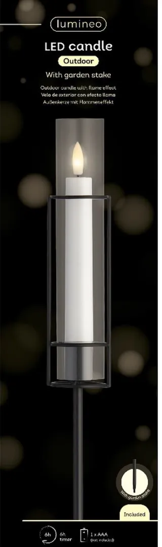 Kaemingk BV Kaemingk Lumineo LED kaars met vlameffect Ø 4,5 cm hoogte 67 cm Wit