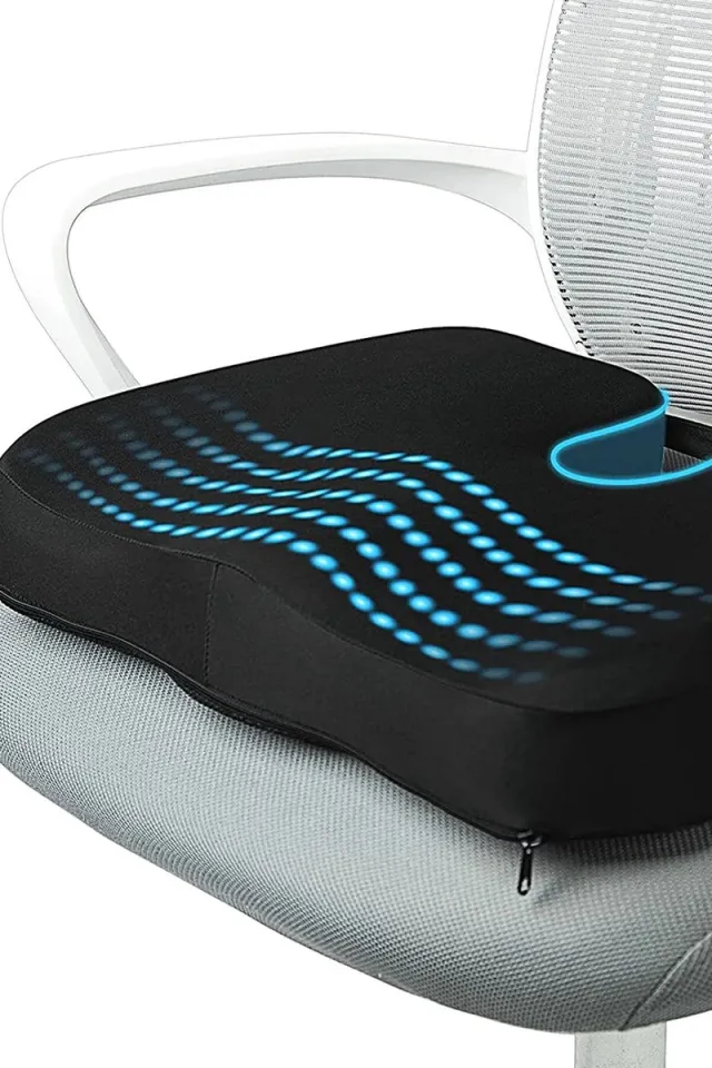 LaVida® Zitkussen-Ergonomisch & Orthopedisch-Traagschuim-Ondersteuning bij Rug-en Hemorroïdenpijn-Auto-Bureaustoel- Zwart