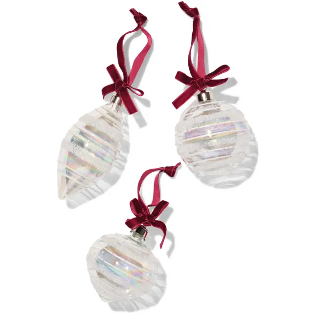 HEMA Kerstballen glas sneeuw - 3 stuks (gebroken wit)