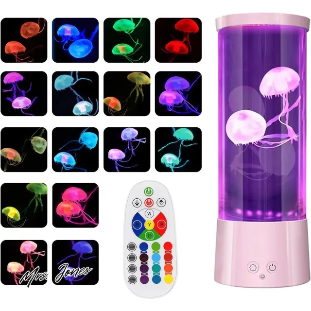 Mrs. Jones Soarling Kwallenlamp led-nachtlampje - oceaanlamp vislamp met afstandsbediening sfeerlicht - kleurveranderende lamp 17 RGB - cadeau roze . multi-color