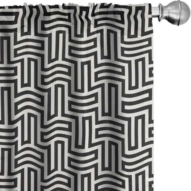 ABAKUHAUS Abstrakt gordijnen – 2x75x175 cm – microvezel – halfdonkerend – Eierschaal/Koksgrauw