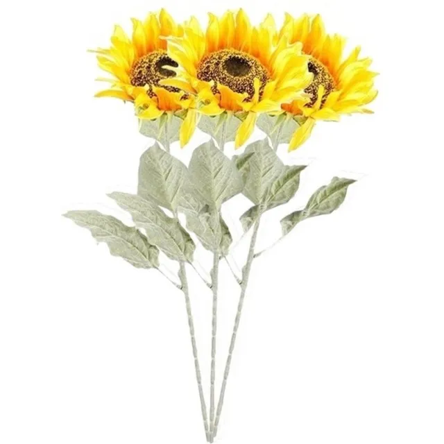 Bellatio Flowers & Plants 3x Gele zonnebloem steelbloem 82 cm - Kunstbloemen Geel