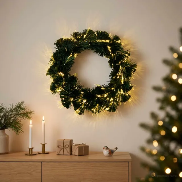 vidaXL Kerstkrans 24 LED's Warmwit PVC Groen
