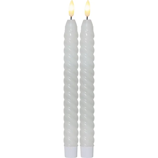 Star Trading Led kaars White wax swirl antique 2pack 25cm met timer Wit