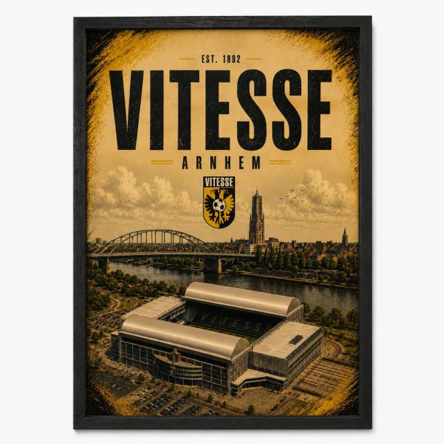 Joshimo Vitesse Arnhem Poster | GelreDome Vintage Art Print | Retro Voetbal Poster | Inclusief Zwarte A4 Lijst
