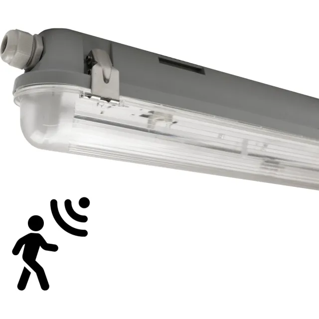 LEDVION LED TL Armatuur - 120CM - RVS Clips - IP65 - Bewegingssensor - Excl. LED Buis Grijs