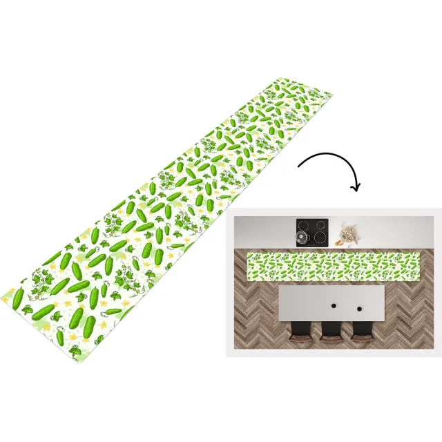 KitchenYeah Keukenloper - Keukenmat - Komkommer - Groente - Patronen - Keuken vloerkleed Multicolor