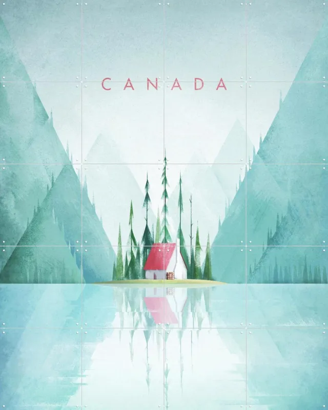 IXXI Canada, Henry Rivers - 80 x 100 cm - Grote wanddecoratie en posters - Geometrische Kunst, Illustraties, Kleurrijk, Minimalisme, Woonkamer, Meer Blauw