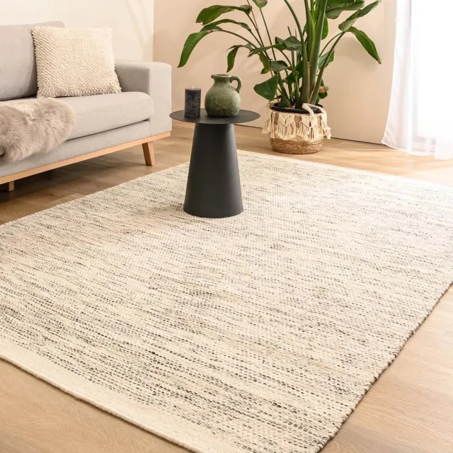Nordic Weavers Wollen vloerkleed - Ulstein wit/zwart 200x300 Zwart wit