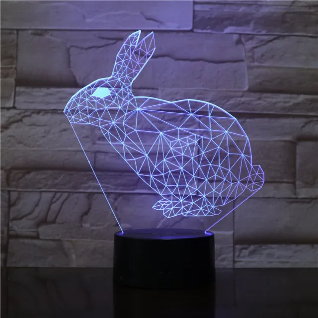 MC Living 3D Led Lamp Met Gravering - RGB 7 Kleuren - Konijn