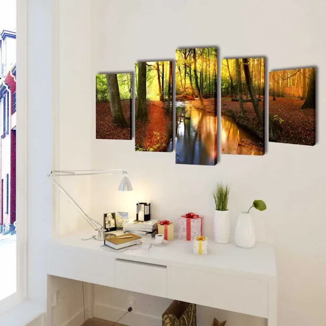 vidaXL Canvas muurdruk set bos 100 x 50 cm Meerkleurig