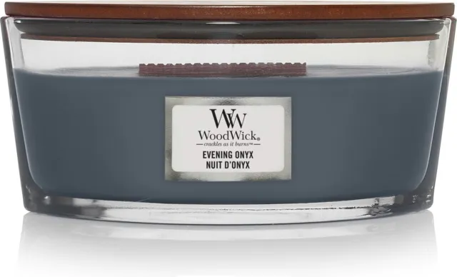Woodwick Heartwick Flame Ellipse Geurkaars - Evening Onyx - 50 branduren Blauw