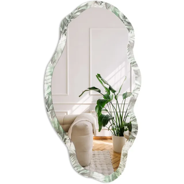 Coloray Groene Jungle Spiegel - Groen Elegante Rechthoekige Wandspiegel - Organische Spiegel - Woonkamer - Aquarel - 45x90 cm - Totale afmeting 52x97 cm Groene Jungle, Groen