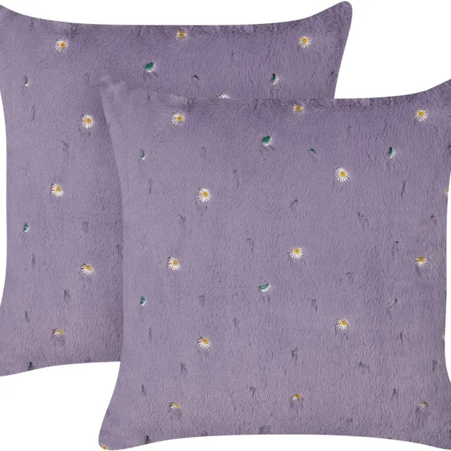 Beliani LAVATERA - Sierkussen set van 2 - Violet - 45 x 45 cm - Polyester Paars