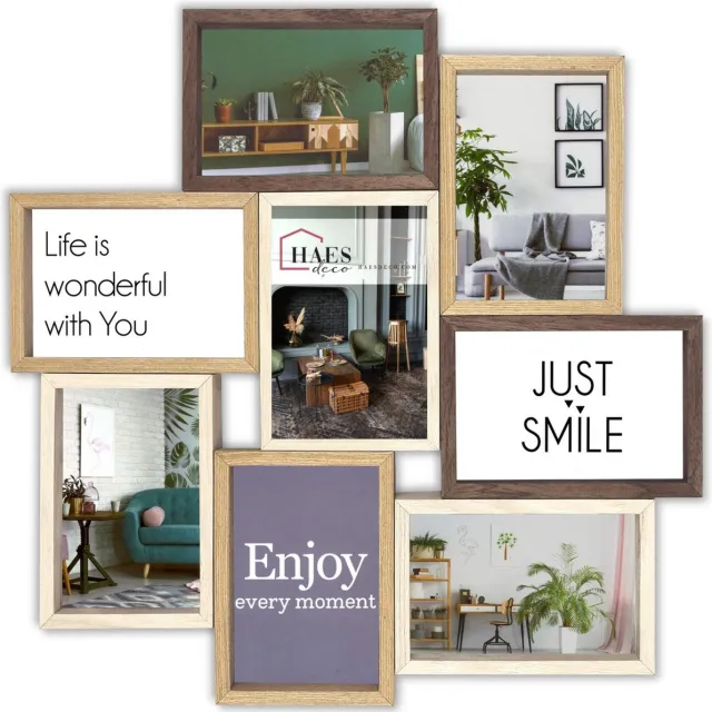 HAES deco Houten Multi Fotolijst / Galerie Alvesta in bruin tinten voor 8 foto's 10x15 (formaat 44 x 44 cm) - MP160 Crème
