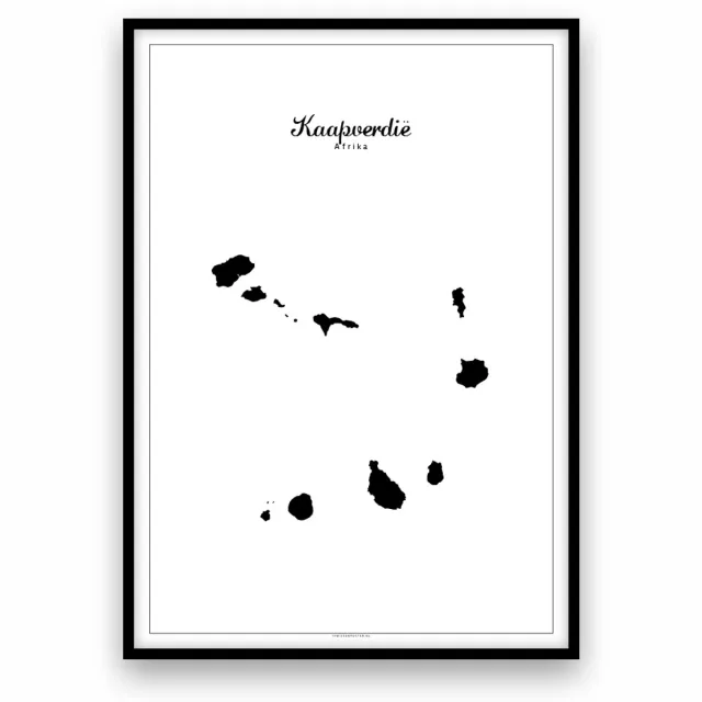 ikwileenposter Kaapverdië landposter - Zwart-wit