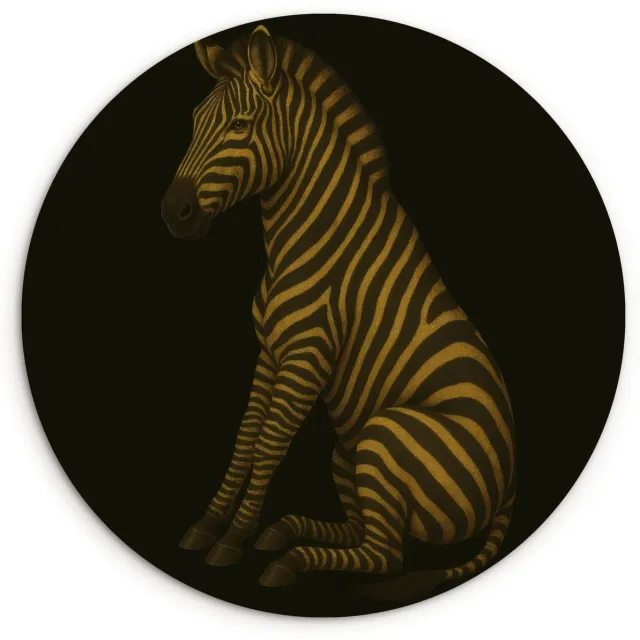 WallCircle Wandcirkel 120x120 cm - Muurcirkel Zebra - Strepen - Goud - Muurdecoratie woonkamer - Wanddecoratie slaapkamer - Kamer decoratie accessoires - Ronde schilderijen