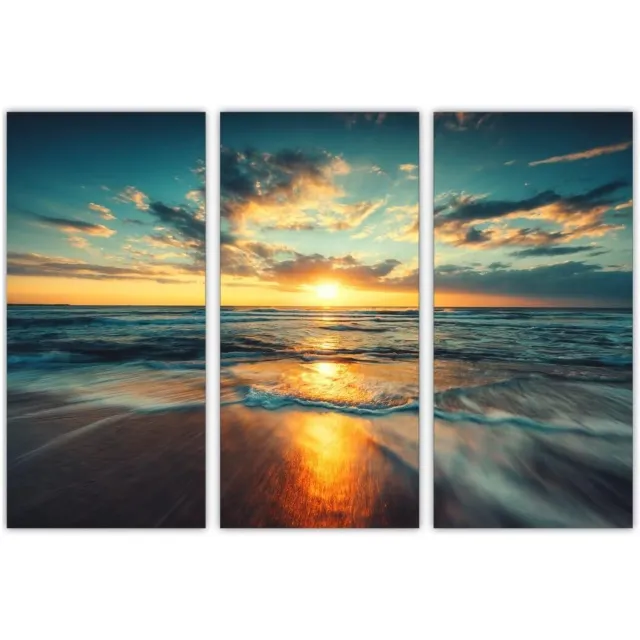 AREDE Set van 3 Wanddecoratie Schilderij Mooie Zonsondergang Zee 90x60cm