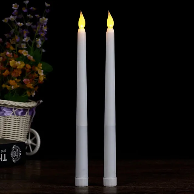 Chimb Led dinerkaarsen - Bewegende vlam - Kaarsen - Woondecoratie - Wit - Set van 2