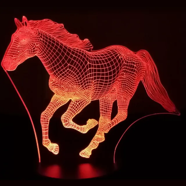 Lumiasfer Nachtlamp 'Rennend Paard' - LED lamp - 3D Illusion - 7 kleuren en 4 effecten transparant;zwart
