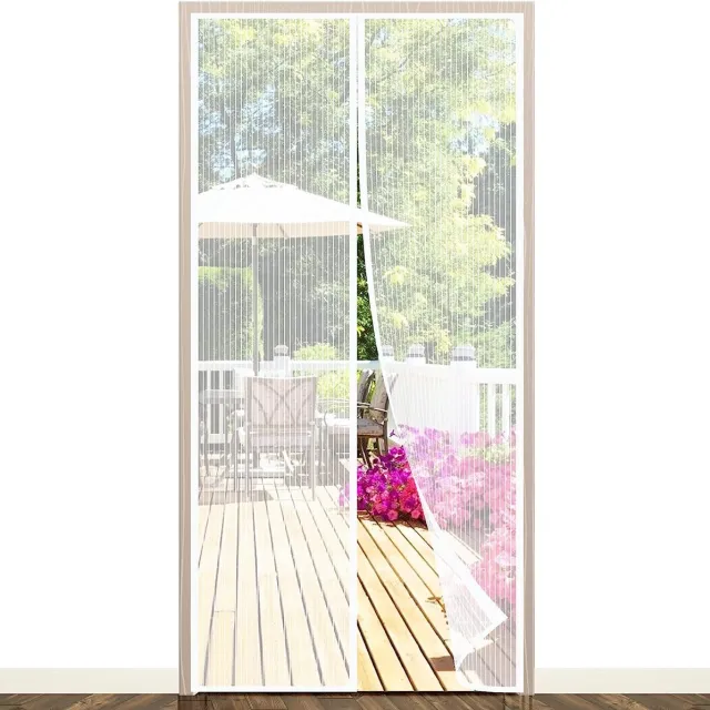 EGNBU Magnetisch vliegengaas voor deur, 100 x 210 cm, magneetgordijn, vliegengordijn, klamboe voor balkondeur, kelderdeur en terrasdeur, eenvoudige klittenbandmontage zonder boren, wit