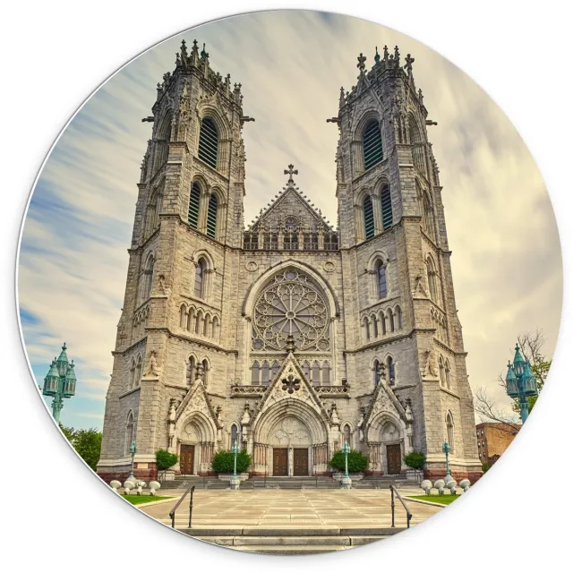 KuijsFotoprint Schilderij - Cathedral Basilica The Sacred Heart New Jersey - Wit, Blauw En Grijs - 70 X 70 Cm
