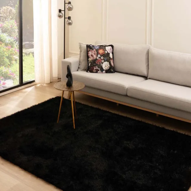 Tapeso Velvet vloerkleed - Posh zwart 140x200