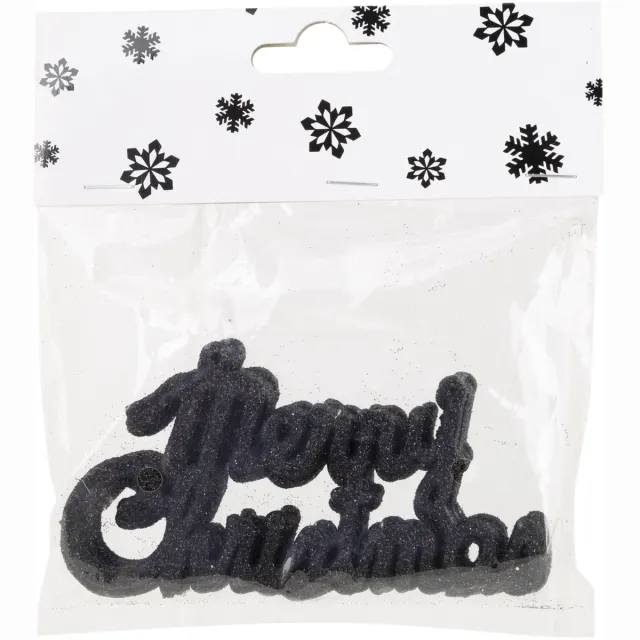 Cosy&Trendy Cosy at Home Kersthangers Merry Christmas - 18x st - zwart - 10 cm - kunststof - kerstversiering - Kerstornamenten