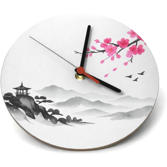 Mr Cadeautjes Klok rond Ø 19 - design Rustige bergsfeer met botanische accentkleur | cadeau Wit