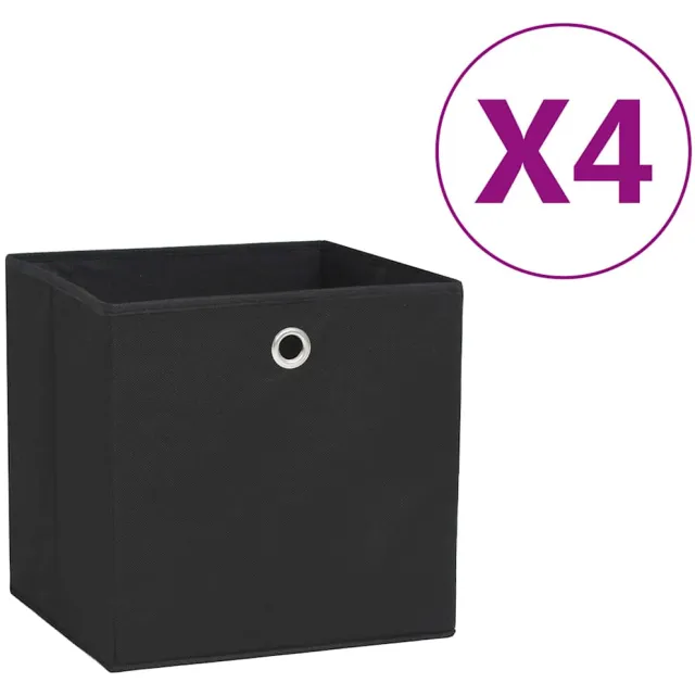 vidaXL Opbergboxen 4 st 28x28x28 cm nonwoven stof zwart