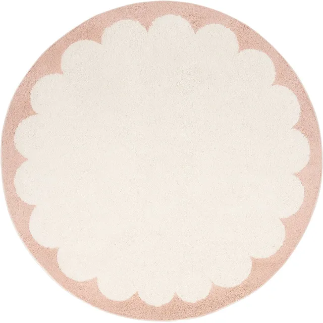 Fraai Rond wasbaar vloerkleed - Myrre Roze/Wit - Ø 200cm
