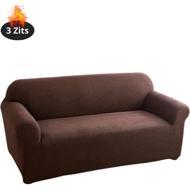 Nivard Bankhoes - Bankbeschermer - Stretch - Sofa Cover - Effen - Donker Koffie- 3 Zits
