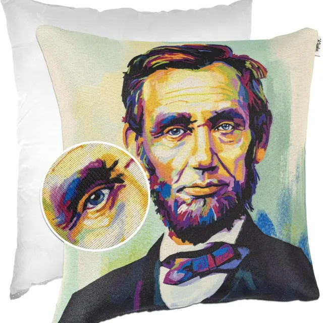 ANRO Abraham Lincoln Sierkussen 40x40 cm - Gobelin - Inclusief vulling Multicolor