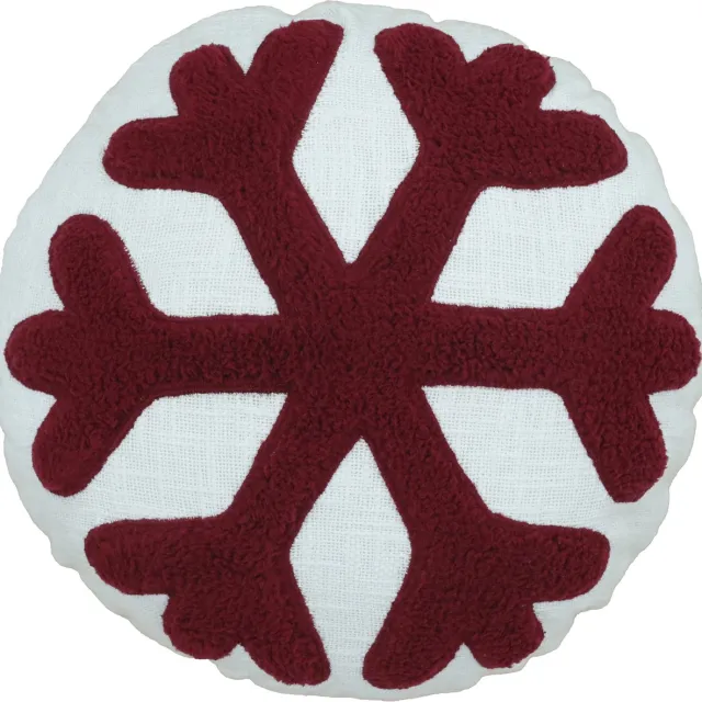 Urbane Hide Kerstkussen - Kerst Kussenhoes met Gebreide - Vierkant Kussenhoesjes - Kerstkussens Sneeuwvlok Design - 45x45 cm - Katoen & Polyester - Wit & Rood - Zonder Binnenkussen Part C