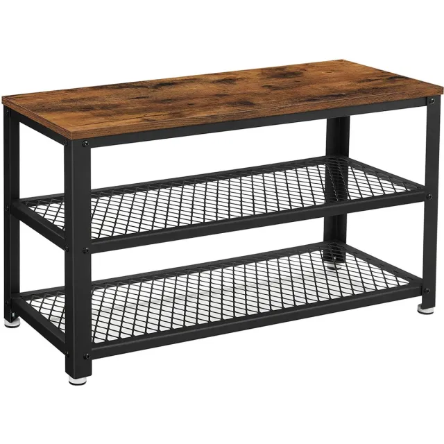 vasagle - meubelexpert VASAGLE Home schoenenrek met 2 legplanken, opbergruimte voor schoenen, 73 x 30 x 45 cm, industrieel design, vintage bruin-zwart LBS73X spaan plaat