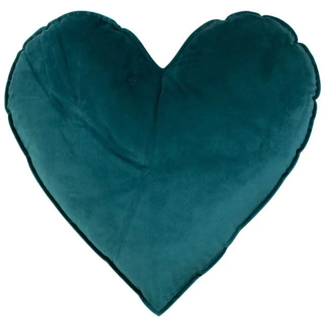 Mars & More Hart fluweel petrol - kussen - 45 x 45 x 10 cm Blauw